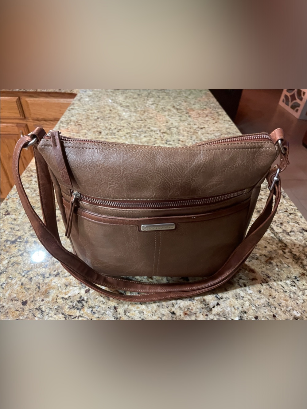 White Mountain Brown Shoulder Bag with Front Zip Pocket